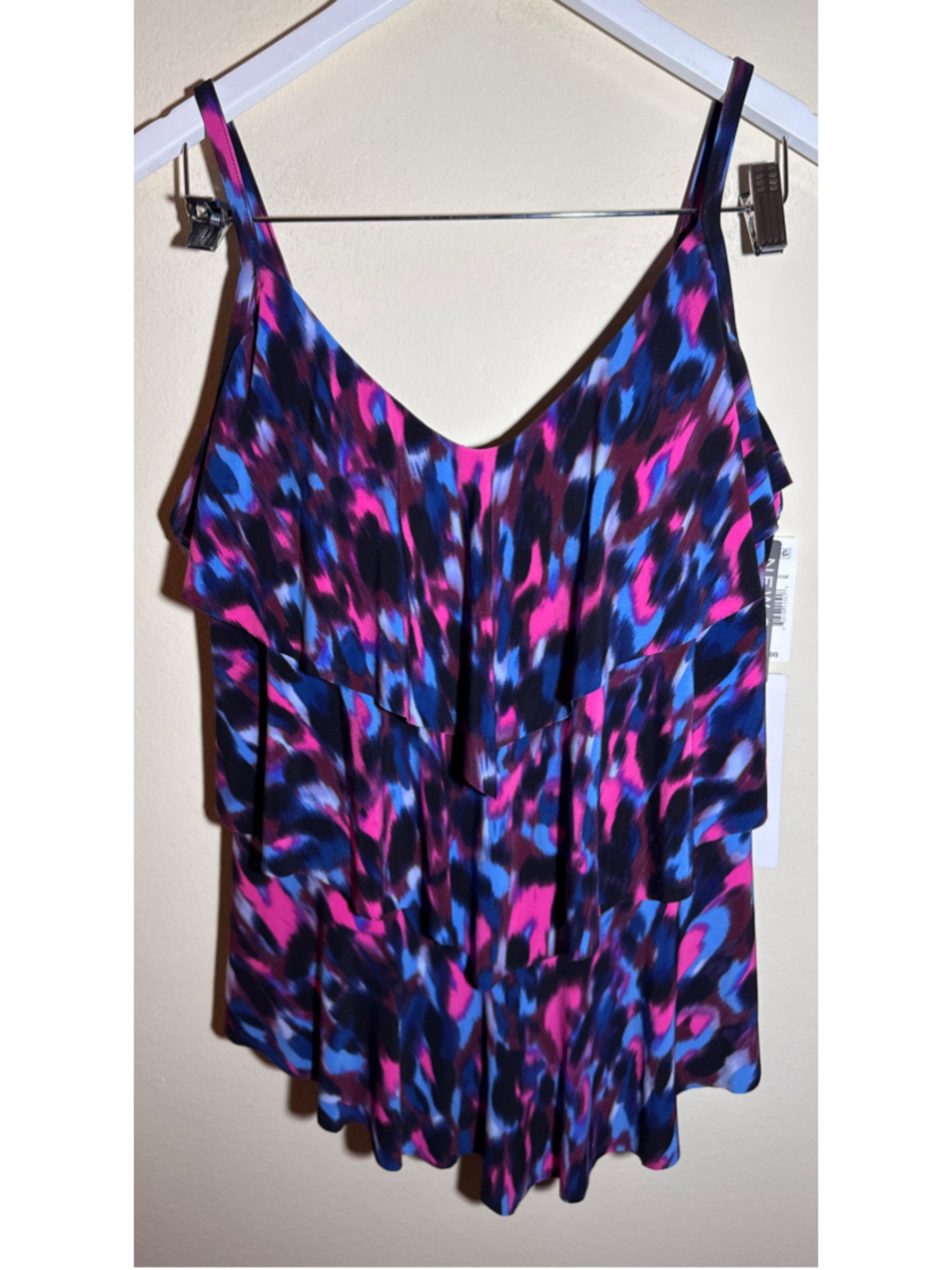 Women's MagicSuit Swim Tankini Top Size 14 Black Blue Pink
